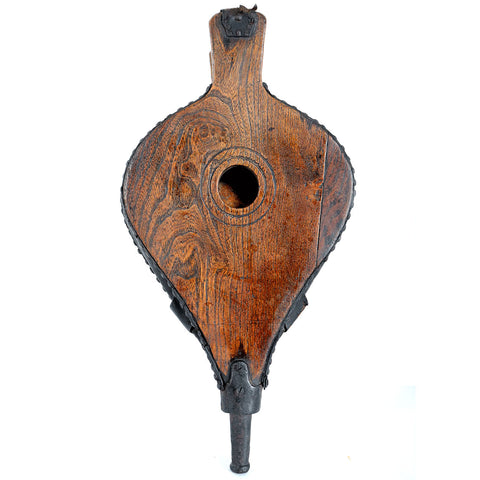 English Georgian Iron Mounted Elm and Leather Fireplace Bellows