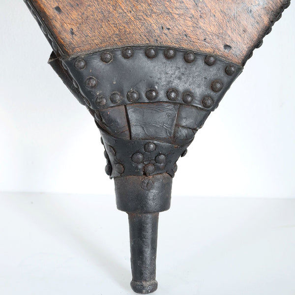 English Georgian Iron Mounted Elm and Leather Fireplace Bellows