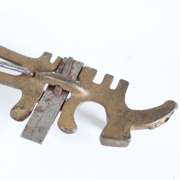 American Victorian Cast Iron Glazier's Multi-Tool and Vintage English Brass Figural Corkscrew