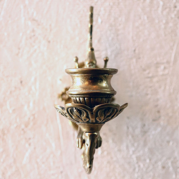 Small English Renaissance Revival Brass Adjustable Wall Bracket One-Light Candle Sconce