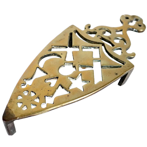 Small English Victorian Reticulated Brass Flat Iron Trivet