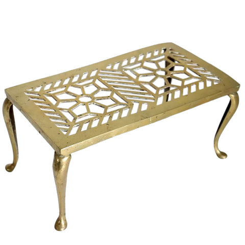 English Edwardian Reticulated Brass Fireplace Hearth Trivet