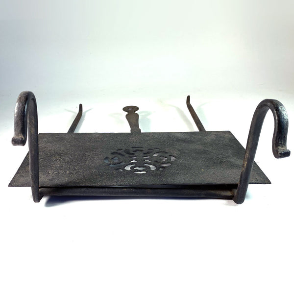 English Georgian Forged Iron Sliding and Hanging Fireplace Hearth Trivet