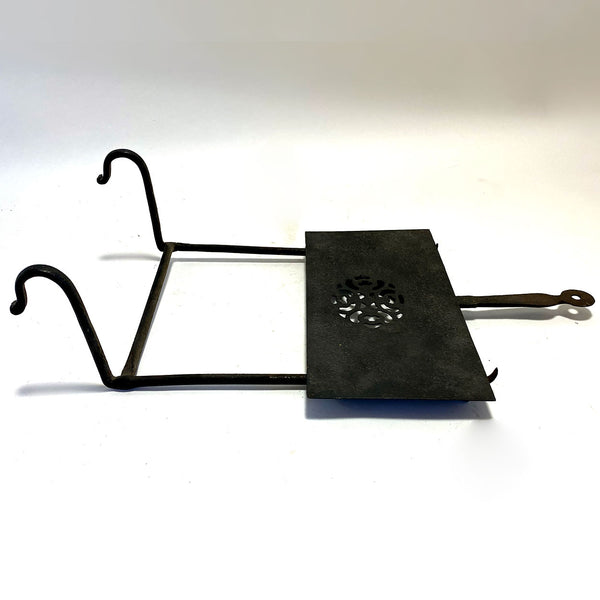 English Georgian Forged Iron Sliding and Hanging Fireplace Hearth Trivet
