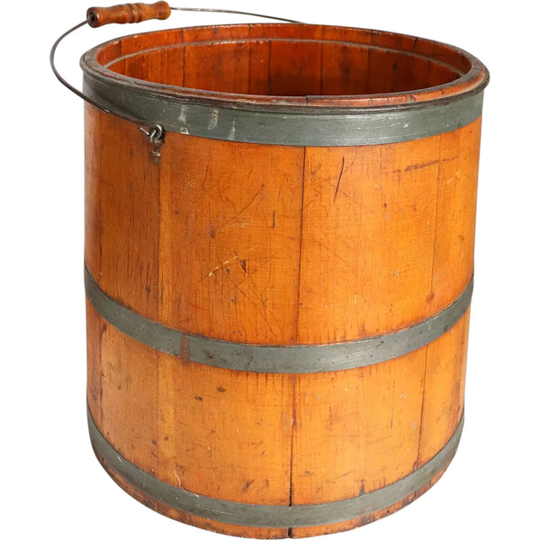 Large American New England Pine Stave Bucket Pail