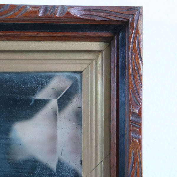 Small American Victorian Walnut Framed Beveled Square Wall Mirror