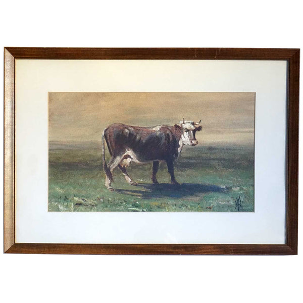 HARVEY OTIS YOUNG Oil on Board Painting, Cow