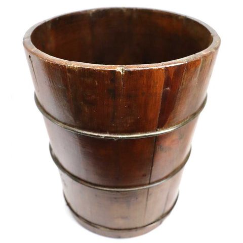 American New England Primitive Staved and Banded Pine Bucket / Dry Measure