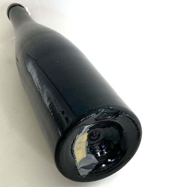 Scarce Large American Teal Glass Turn Mold Hock Shape Wine Bottle