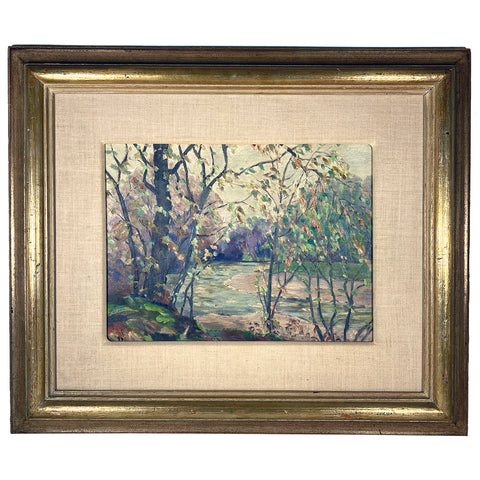 Vintage N. ROOT Oil on Canvas Board Painting, Across the Valley