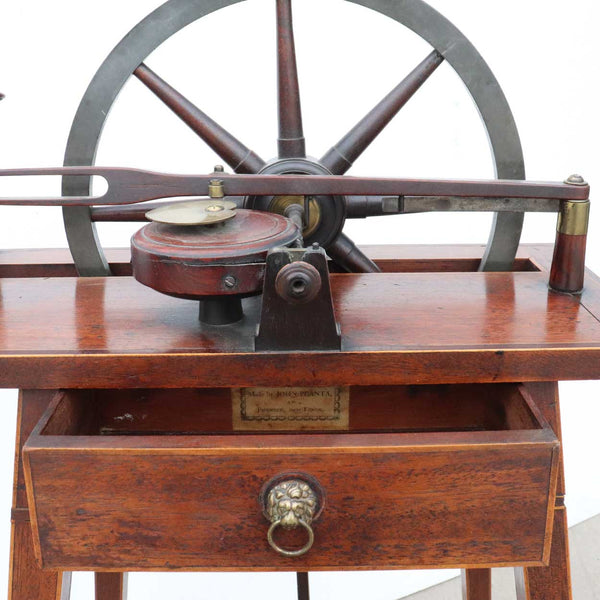 Fine English John Planta Sheraton John Planta Inlaid Mahogany Spinning Wheel