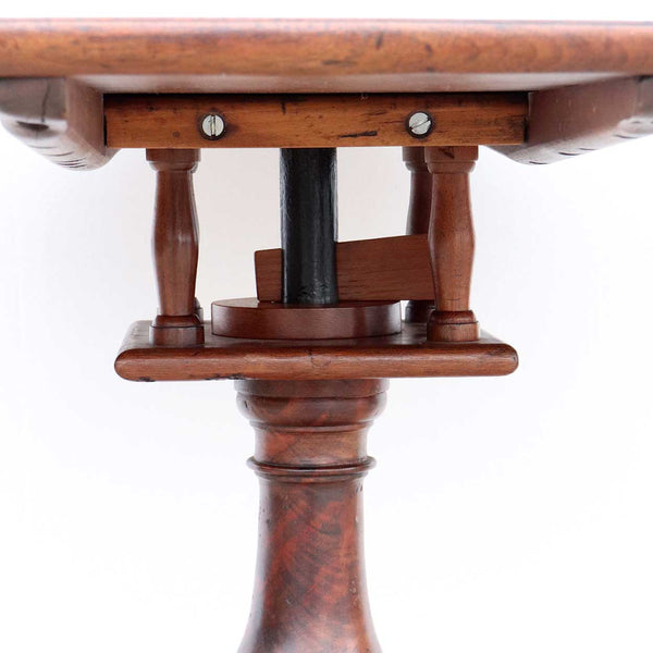 American Pennsylvania Walnut Oval Birdcage Tilt-top Pedestal Side Table