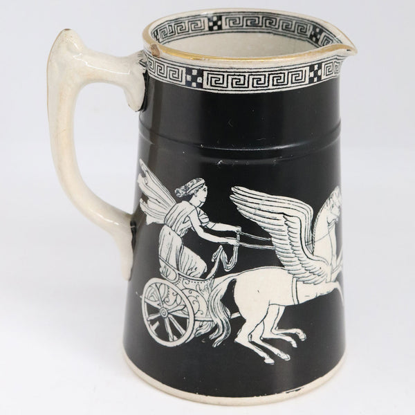 English Prattware Black Earthenware Pottery Old Greek Creamer Jug