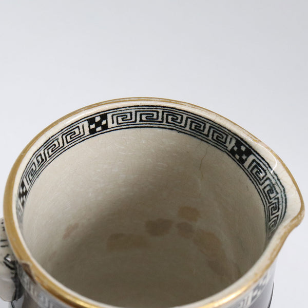 English Prattware Black Earthenware Pottery Old Greek Creamer Jug