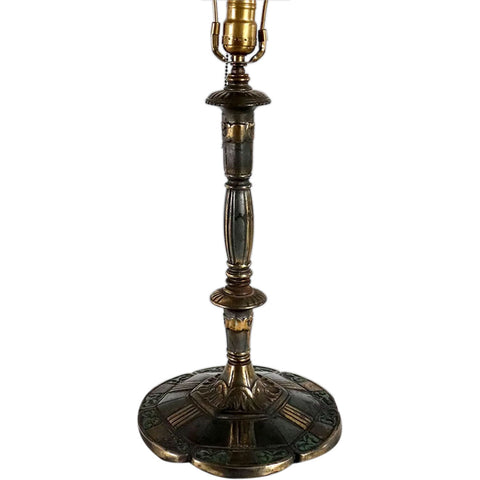 American Enamel and Patinated Cast Iron One-Light Table Lamp