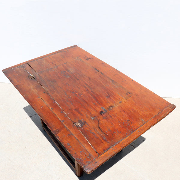 American New England Pine Plank-Top Low Side Table
