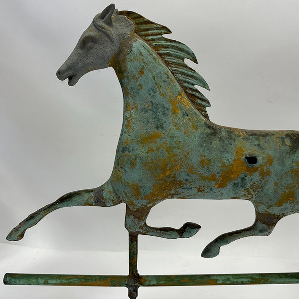 American Gilt Verdigris Copper and Zinc Prancing Dixie Horse Weathervane