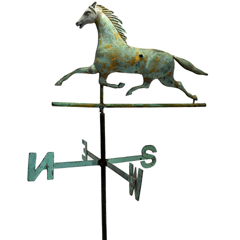 American Gilt Verdigris Copper and Zinc Prancing Dixie Horse Weathervane
