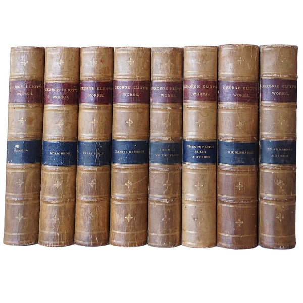Set of 8 Victorian Leather Bound Books: The Works of George Eliot