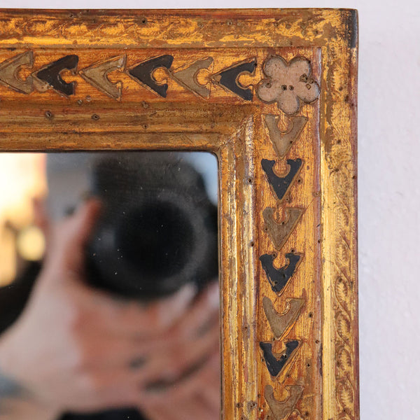 Small Florentine Gilt Gesso and Painted Wood Framed Rectangular Wall Mirror