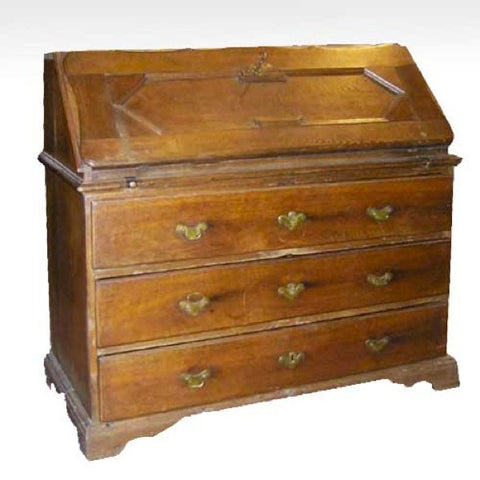 Danish Oak Slant Front Secretaire Chest of Drawers