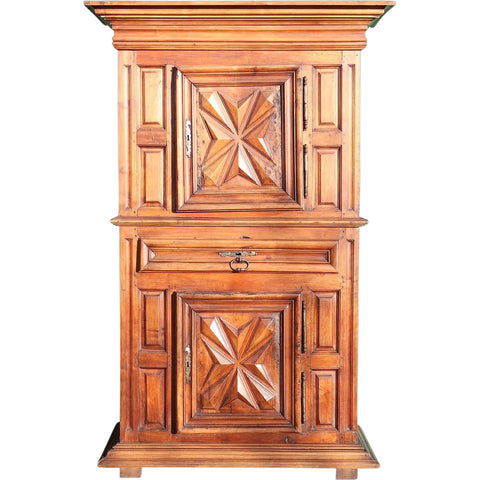 Large French Louis XIII Pale Walnut Homme Debout Chateau de Theobon Cupboard