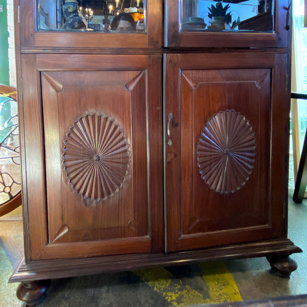 Anglo Indian Rosewood and Beveled Glass Bookcase Cabinet