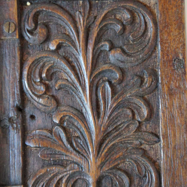 Small Scandinavian Carved Oak One-Door Cupboard