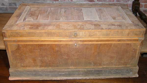 Rare Mexican Colonial Veneered Pine Blanket Chest
