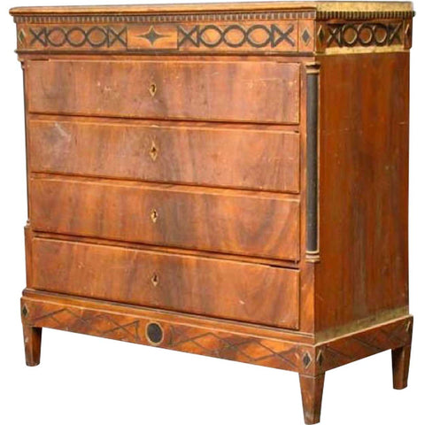 Scandinavian Empire Grain-Painted Chest of Drawers