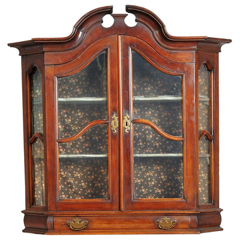 Northern German Mahogany Veneer Hanging Display Cabinet