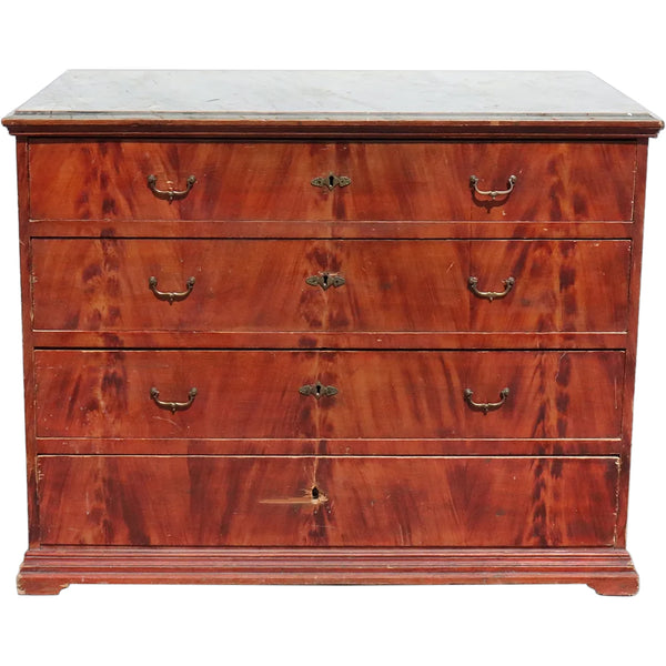 Swedish Allmoge Faux Grain Painted Pine Four-Drawer Chest of Drawers