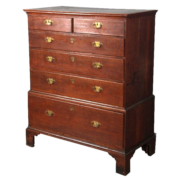 English Georgian Oak Two-Part Chest of Drawers