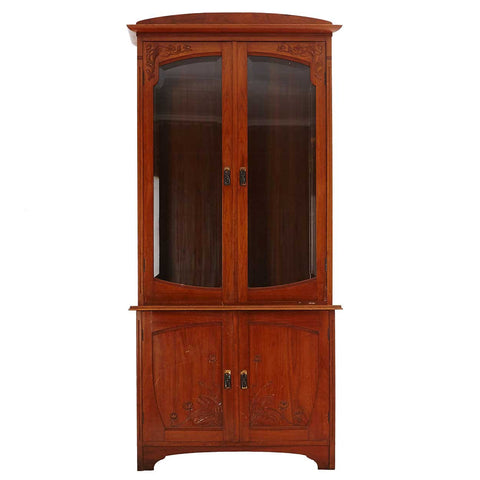 Swedish Jugendstil Art Nouveau Glazed Door Mahogany Veneer Bookcase