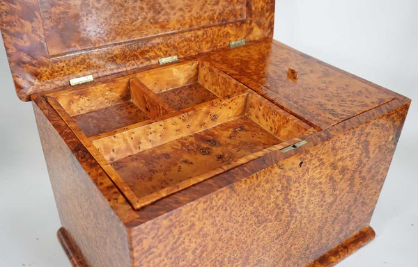 Vintage Italian Solid Burled Briarwood Jewelry Box