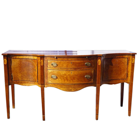 Rare Southern American Federal Inlaid Cherry Serpentine Sideboard