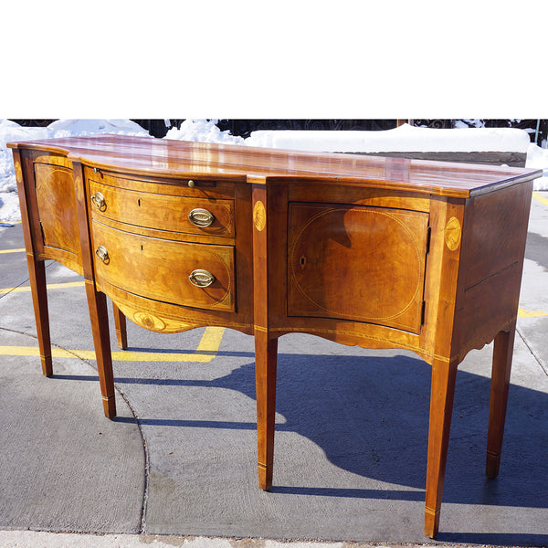 Rare Southern American Federal Inlaid Cherry Serpentine Sideboard