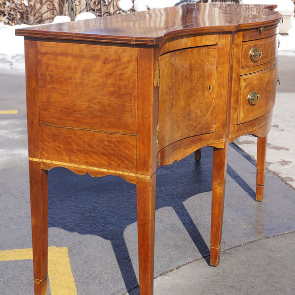 Rare Southern American Federal Inlaid Cherry Serpentine Sideboard