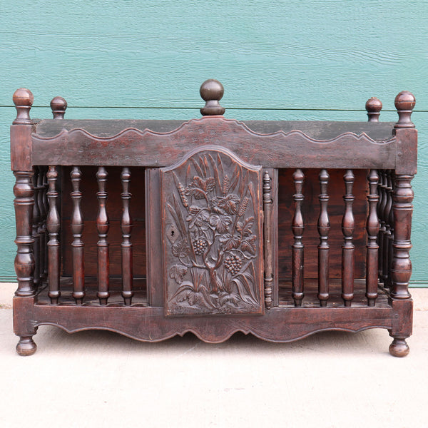 French Provincial Dark Walnut Hanging Bread Cupboard (Panetiere)