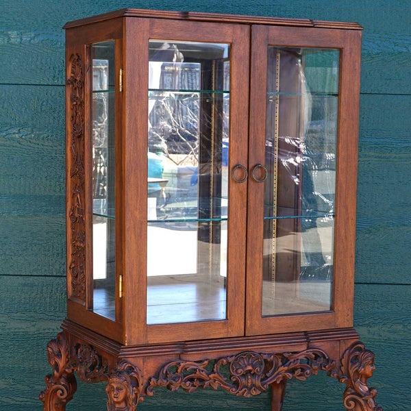 American Walnut and Glass Display Cabinet on Stand