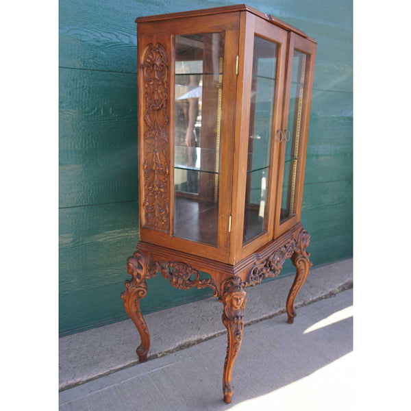 American Walnut and Glass Display Cabinet on Stand