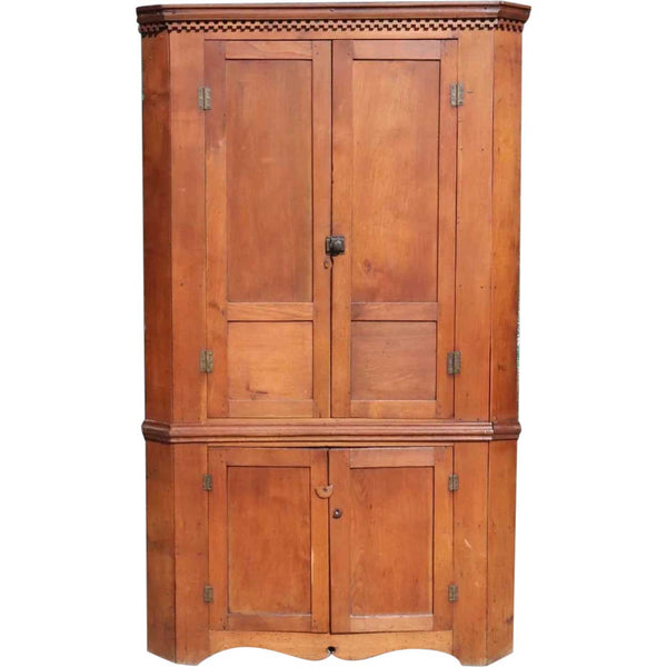 American Chippendale Style Pennsylvania/Ohio Panelled Walnut Corner Cabinet