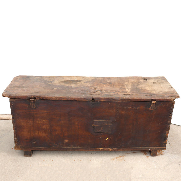 Continental Gothic Style Elm and Chestnut Carved Blanket Chest