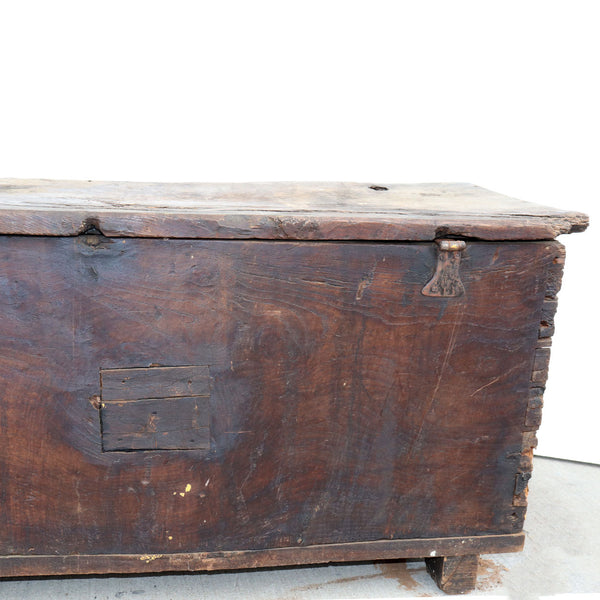 Continental Gothic Style Elm and Chestnut Carved Blanket Chest