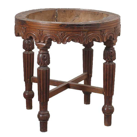 Anglo Indian Solid Rosewood Round Stool or Side Table Base