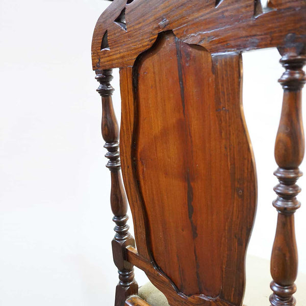 Indo-Portuguese Rosewood Upholstered Side Chair