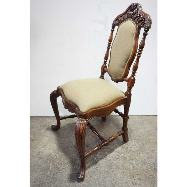 Indo-Portuguese Rosewood Upholstered Side Chair