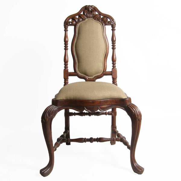 Indo-Portuguese Rosewood Upholstered Side Chair