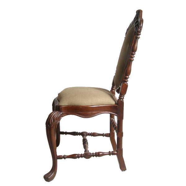 Indo-Portuguese Rosewood Upholstered Side Chair