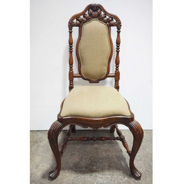 Indo-Portuguese Rosewood Upholstered Side Chair